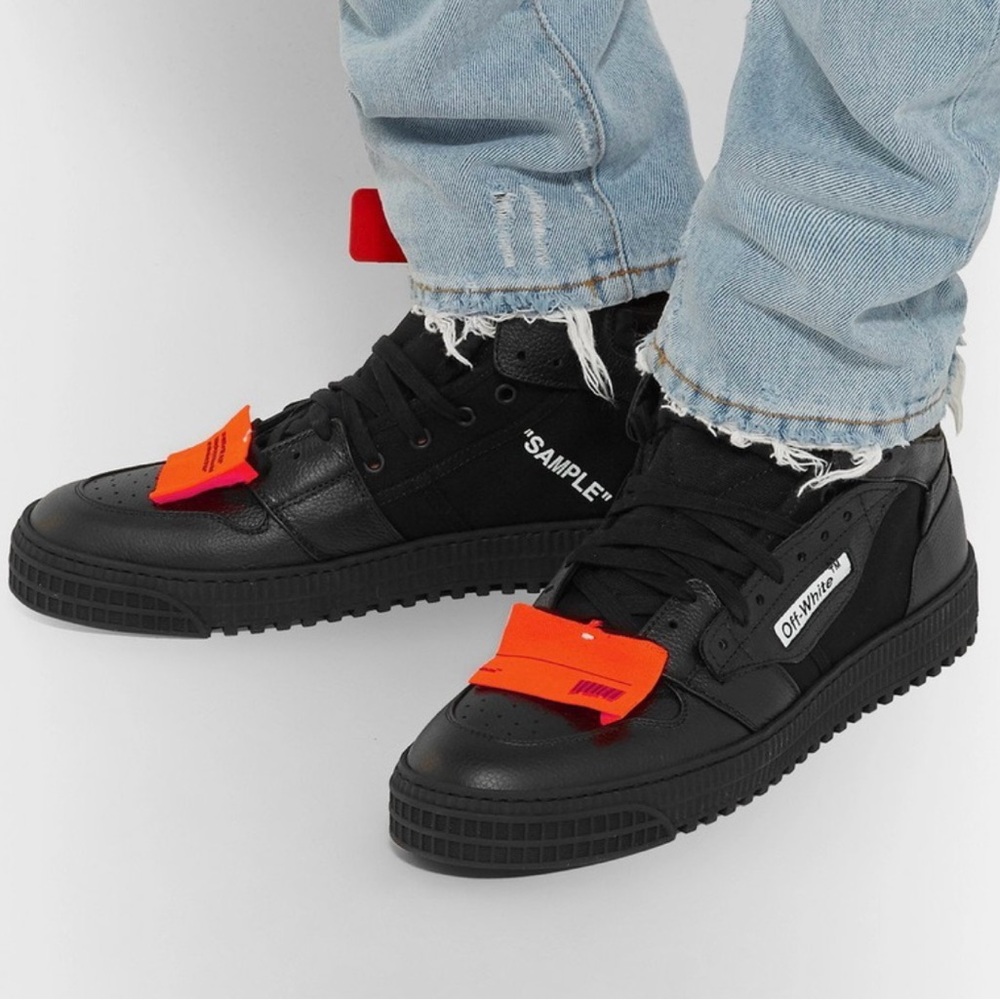 Off-White - Low 3.0 Leather and Canvas High-Top Sneakers